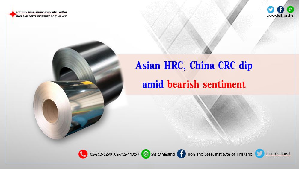 Asian HRC, China CRC dip amid bearish sentiment